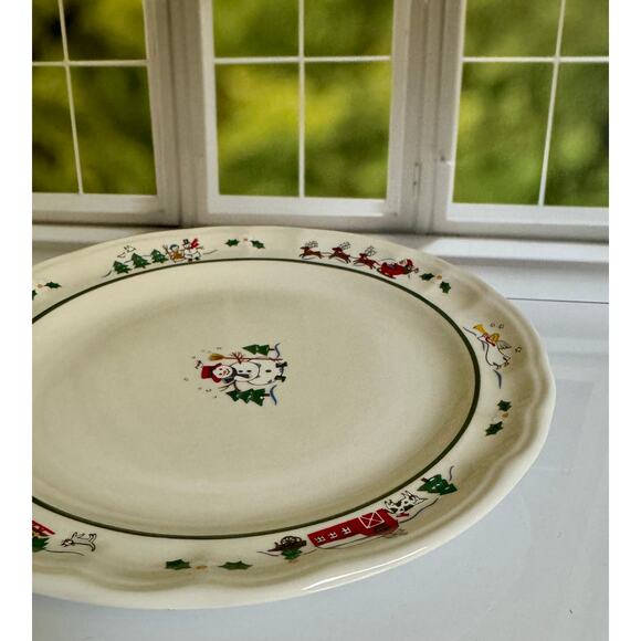 Pfaltzgraff Snow Village Dinner Plate Green Holiday Vintage Stoneware 10.5” - Picture 8 of 9